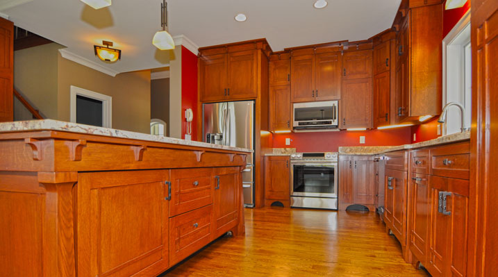 ICH Builders Mt. Sterling residence custom build another view of the kitchen showing craftsman style cabinets and drawers